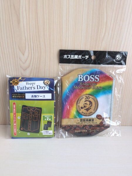 サントリー BOSS ノベルティ 衣類ケース ボス缶風ポーチ 非売品 2点セット