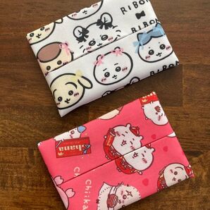 ちいかわ ミニポケットティッシュケース 2枚セット りぼん柄 ピンク ポケットティッシュカバー ハンドメイド