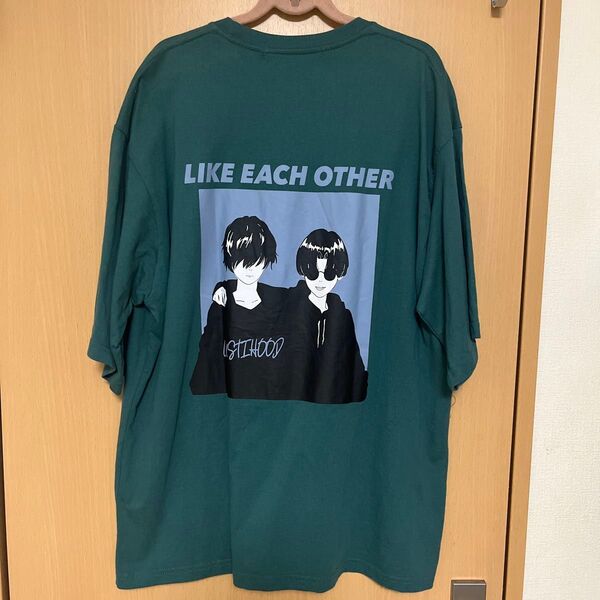 バックプリント Tシャツ 大きいサイズ L〜LL グリーン 半袖
