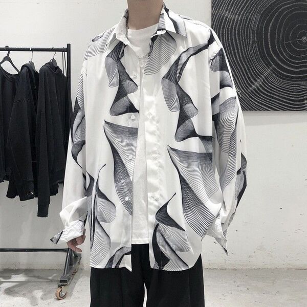 【新品・未使用】長袖 シャツ 柄シャツ ルーズフィット カジュアルシャツ