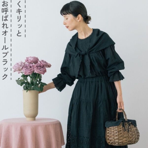 新品 kazumi×SamansaMos2 サマンサモスモス ストール付レースブラウス ブラック sm2