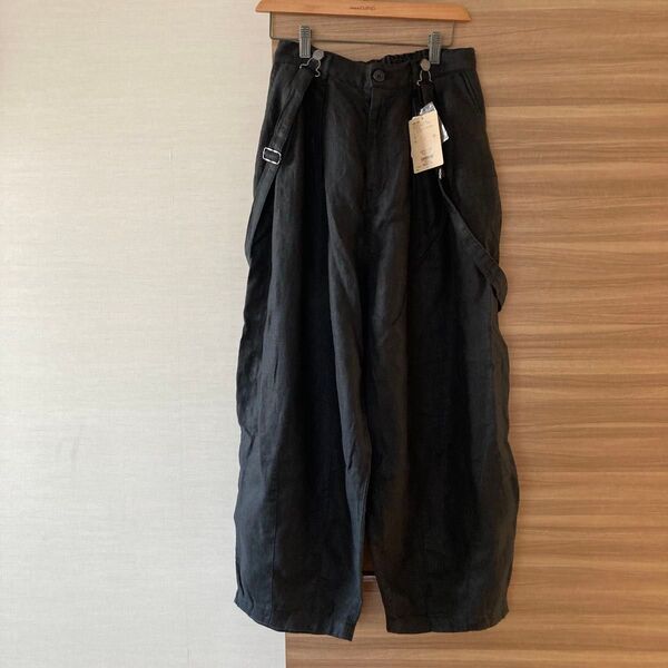 新品ニコアンドniko and…FINEリネンタックサスパンツ ブラックL