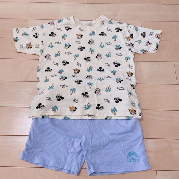 上下セット 半袖Tシャツ Tシャツ キッズ ハーフパンツ 半袖半ズボン セットアップ ディズニー ミッキー 子供服 130