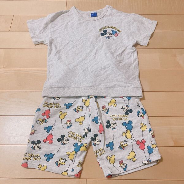 ディズニー ミッキー セットアップ 上下セット Tシャツ ハーフパンツ キッズ 130 子供服 男の子 女の子 しまむら