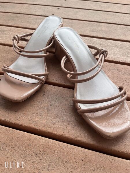 UNITED ARROWS☆ ヒールサンダル、ベージュ、M、紐、可愛い、デート用、夏用