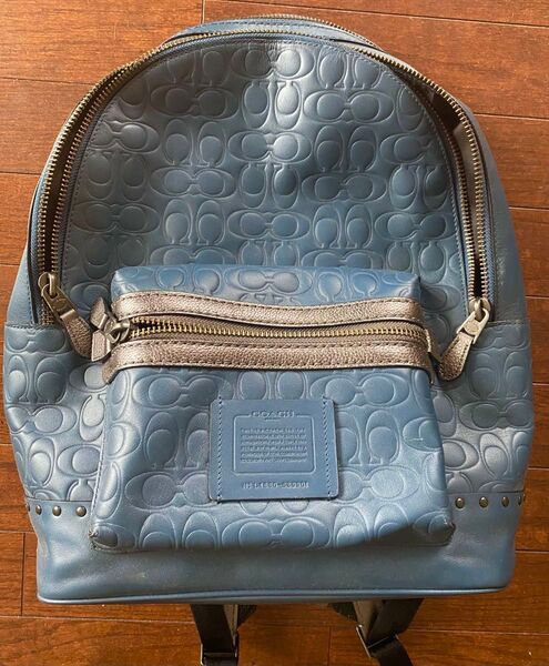 COACH リュック バックパック シグネチャー レザー 青系 ブルー メンズ レディース