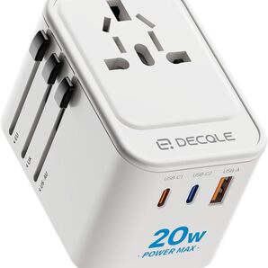 海外 変換プラグ コンセントマルチ変換プラグ 2 USB-C(PD 20W) & 1 USB-Aポート 全世界対応(アメリカ