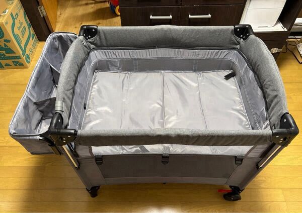 Bennbari コンパクト収納 折りたたみ式ベビーベッド グレー