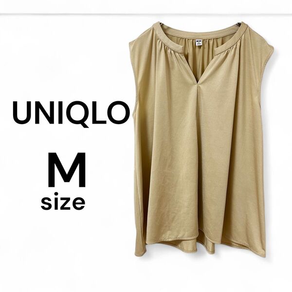 美品 ユニクロ UNIQLO ノースリーブ ブラウス m vネック トップス
