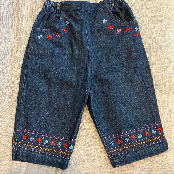 ミキハウス デニム ハーフパンツ 刺繍 130