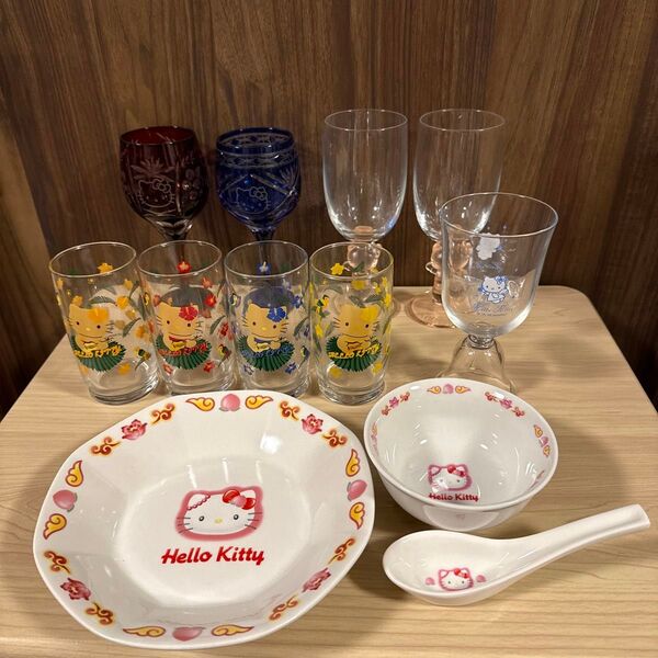 ハローキティ レトログラス 切子 食器まとめ売り③
