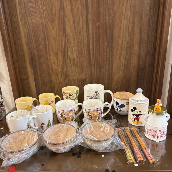 ディズニー食器 マグカップ1990自画像 お茶碗箸 ミッキー ミニー プーさん ドナルド まとめ売り④