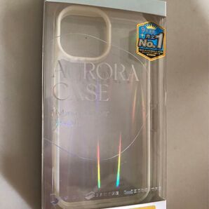 iPhone 15/14/13用背面オーロラのハイブリッドケース ホワイト ELECOM エレコム