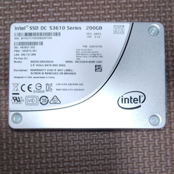 Intel SSD DC S3610 Series 200GB SSDSC2BX200G4 中古品