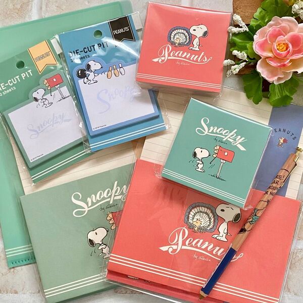 スヌーピー◆レターセット 付箋 ブロックメモ シャープペンシル クリアファイル 文房具◇ウッドストック レトロ SNOOPY