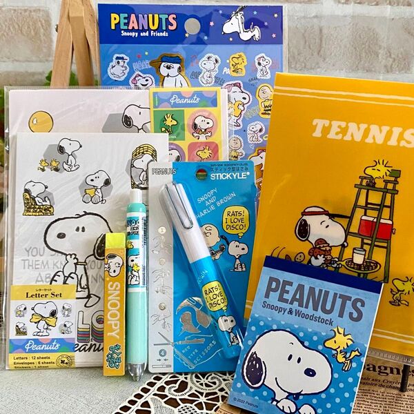 スヌーピー◆レターセット コンパクトはさみ メモ帳 シャープペンシル 消しゴム シール 文房具まとめて◇オラフ ベル SNOOPY