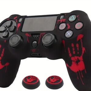 PS4 コントローラー カバー シリコン セット 血まみれの手 ホラー