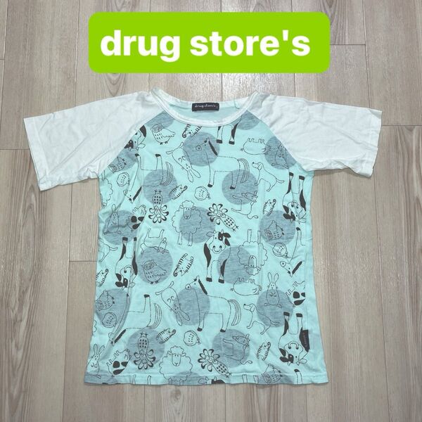 drug store's ドラッグストアーズ 豚動物柄 半袖Tシャツサイズ2