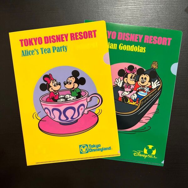 東京ディズニーリゾート A5 クリアファイル 2枚 レトロイラスト ミッキー ミニー Disney