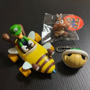 スーパーマリオ ルイージ ミニカー&クリボー・ミドリこうら マスコットフィギュア