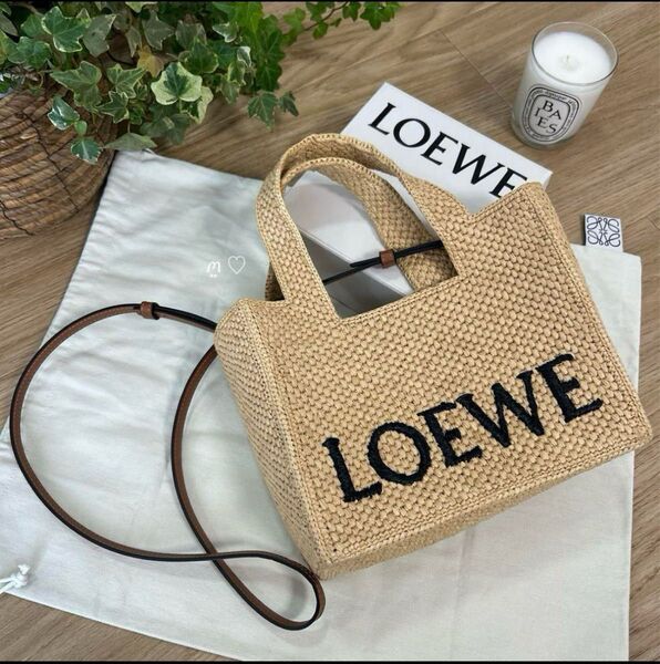 LOEWEロエベ フォントトートスモール ラフィア カゴバッグ斜めがけポシェット