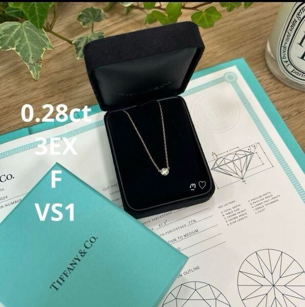 ティファニー バイザヤードネックレス ダイヤモンド0.28ct 18ゴールド