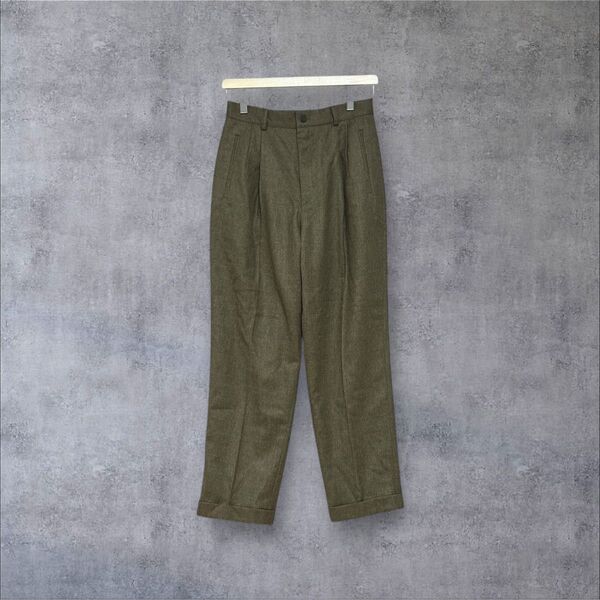 80s L.L.Bean エルエルビーン ウール100 スラックス テーパードパンツ タック made in usa 2タック