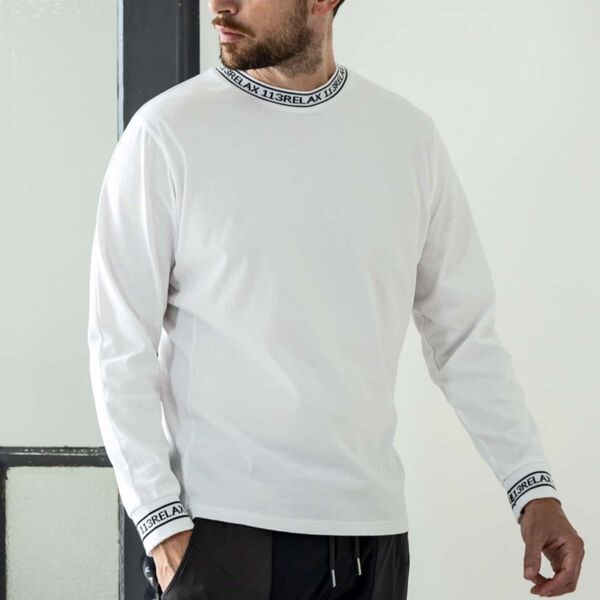 【1PIU1UGUALE3 RELAX】ネックロゴロングTシャツ/WHITE