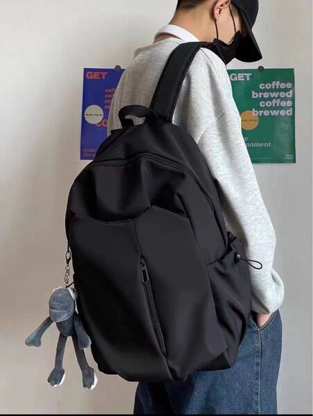 大容量 ブラック リュック 学生 通学 旅行 マザーズバック 防水 撥水 黒 シンプル メンズ レディース