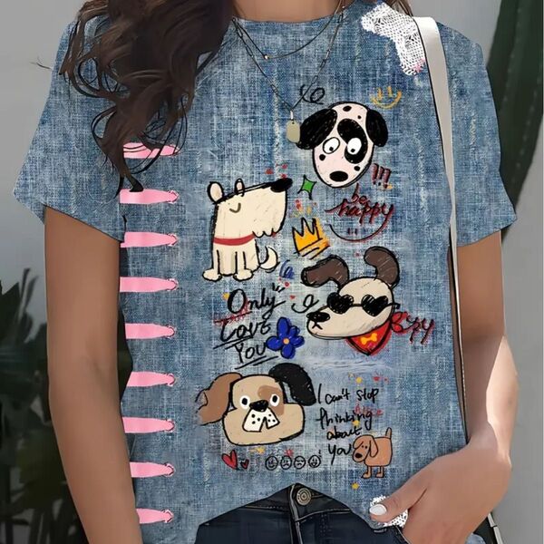 犬柄 半袖Tシャツ