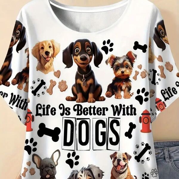 わんこがいっぱい 犬柄 半袖Tシャツ