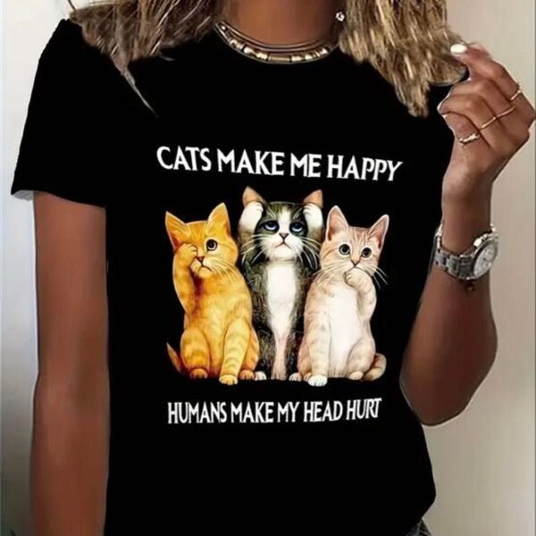 猫柄 半袖Tシャツ ことわざモチーフ猫ちゃんバージョン