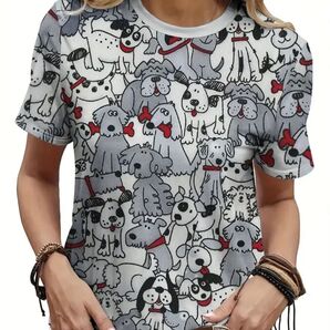 犬柄 半袖Tシャツ ロンT