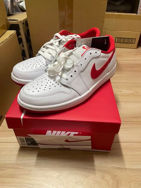 26.5cm ナイキエアジョーダン1ローNike Air Jordan 1 "White and University Red"