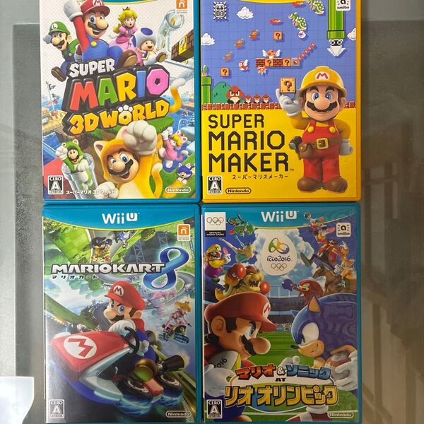Wii Uマリオ関連ソフト4本セット スーパーマリオ 3Dワールド マリオメーカー マリオカート8 マリオ&ソニック オリンピック