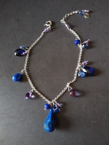 Silver ラピスラズリ*カイヤナイト ブレスレット ハンドメイド