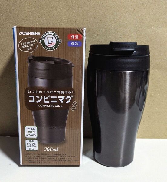 ドウシシャ コンビニマグ ワンタッチタイプ 360ml ステンレスマグ 水筒 タンブラー 保温 保冷