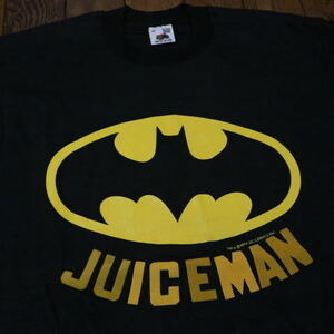 80s~ BATMAN Tシャツ L ブラック ロゴ 1964 DCコミックス JUICEMAN バットマン アメコミ キャラクター 映画 ムービー ヴィンテージ