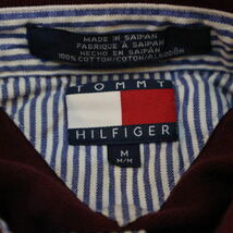90s TOMMY HILFIGER ポロシャツ M バーガンディ ロゴ刺繍 半袖 コットン トミーヒルフィガー_画像5