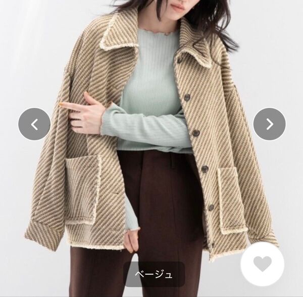 ツィードシャツジャケット LOWRYS FARM ローリーズファーム ジャケット・アウター ベージュ 美品