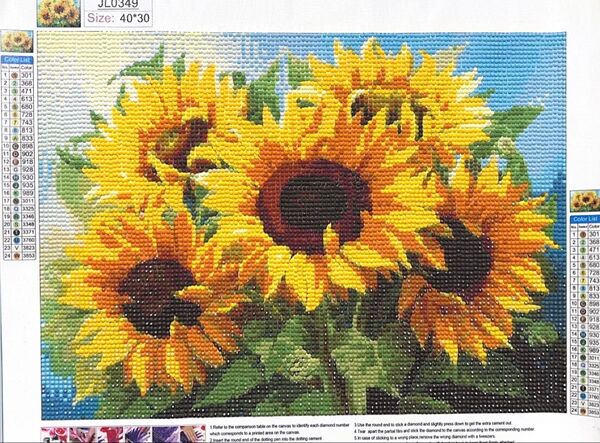 ダイヤモンドアート【完成品】ひまわり 40×30cm