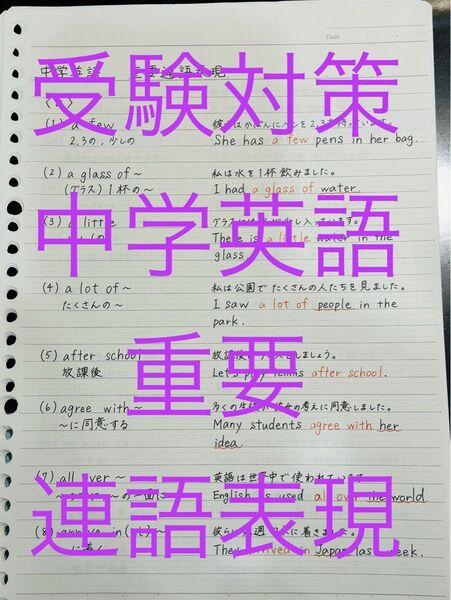 高校入試対策 中学英語 重要連語表現