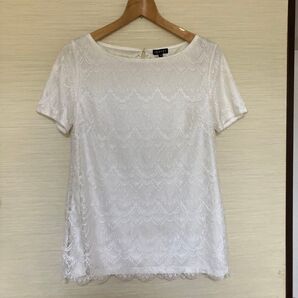 INDIVI 総レースカットソー ホワイト