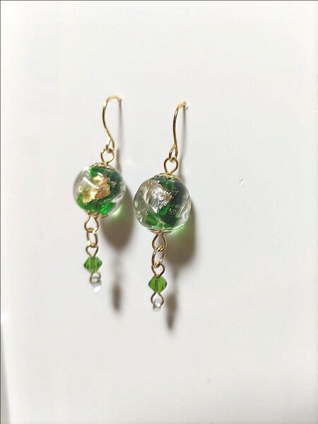 everyday use(普段使い)金箔 銀箔 和 ガラスアクセサリー ハンドメイド