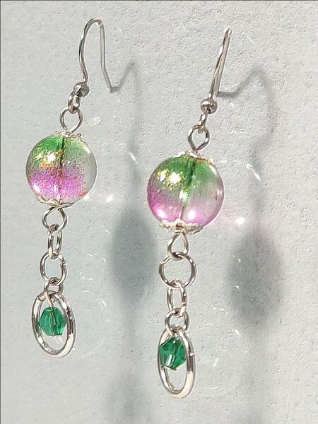 40※朝顔colorピアス※ everyday use(普段使い)ガラスアクセサリー 金ラメ 色変化 ハンドメイド 夏