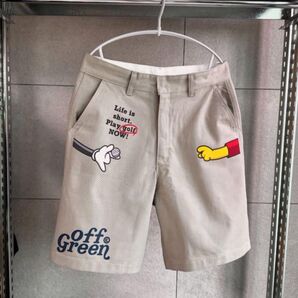 【新品】 オフグリーン OFF-GREEN ショートパンツ XL 韓国 Mickey to Bart Shorts 日本正規品
