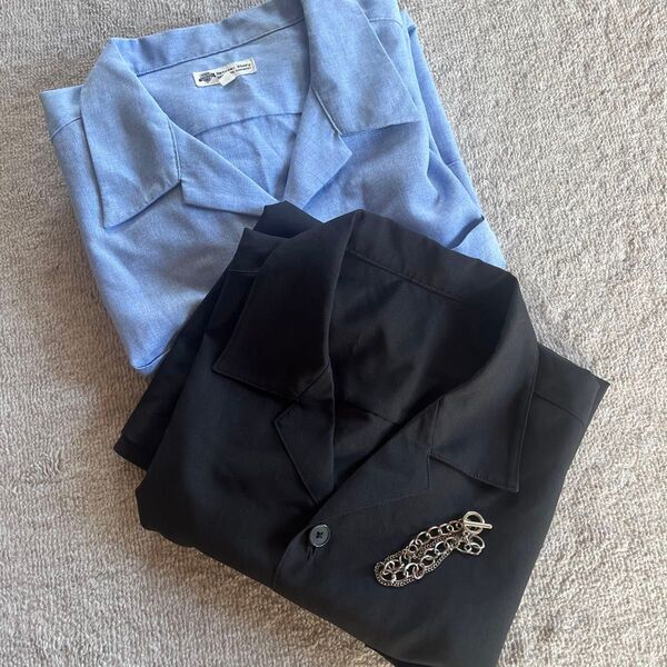 メンズ シャツ 半袖 オープンカラーシャツ GU ブラック まとめ売り 夏服 水色 Lサイズ Sサイズ