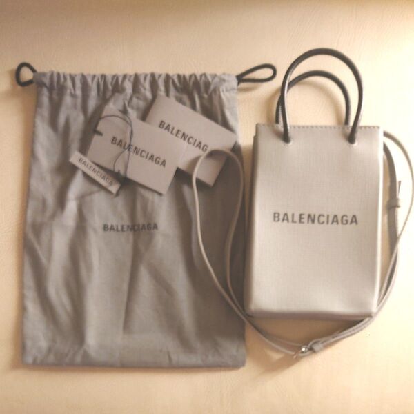 国内正規店購入/極美品/BALENCIAGA/レザー/ミニショルダーバッグ/ハンドバッグ/フォンホルダー/ミニショッピングバッグ