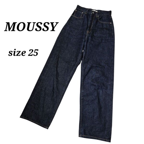 ★美品★MOUSSY マウジー ハイウエストルーズ ワイドストレートデニムパンツ HW LOOSE STRAIGHT OW
