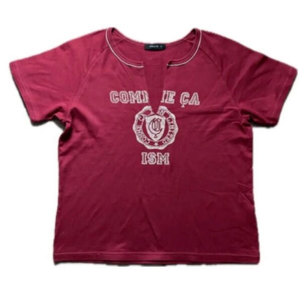 COMME CA ISM コムサイズム Tシャツ カットソー レディース トップス ショート丈 コットン 綿100% 赤